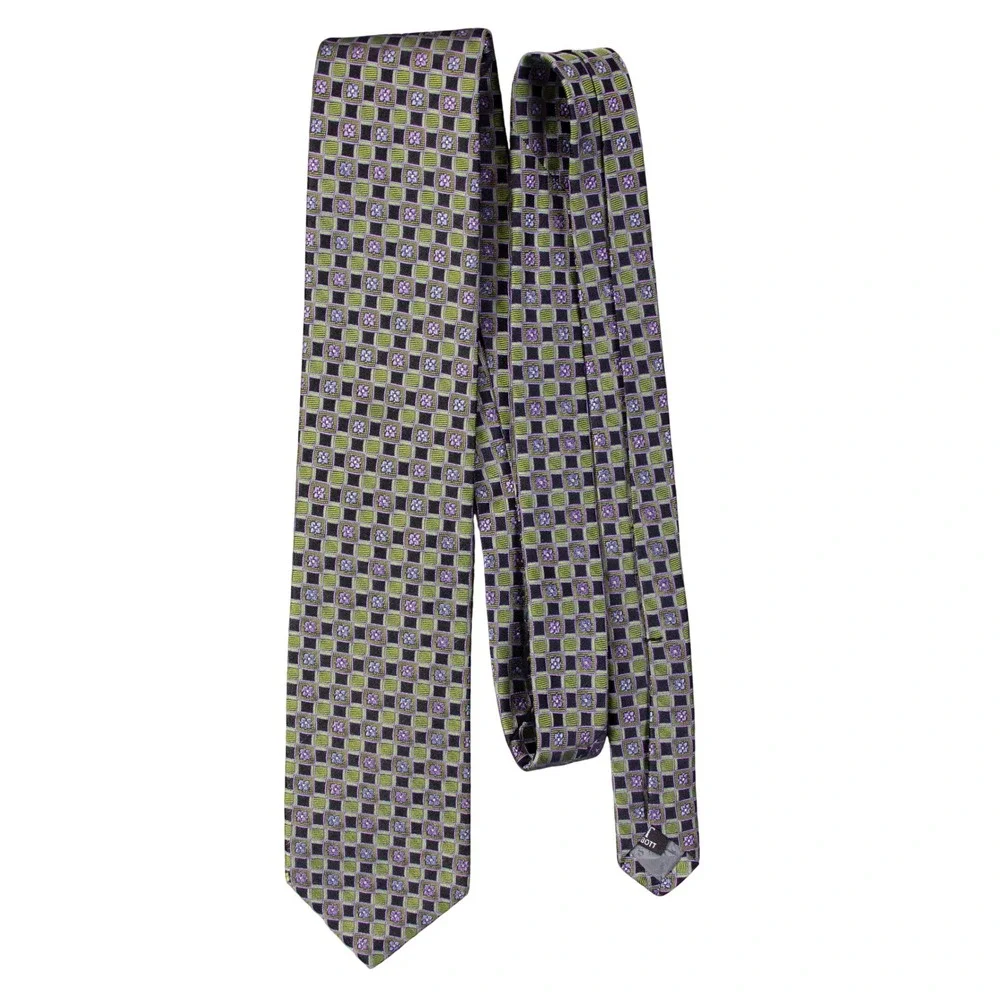 Robert Talbott‎ Best of Class Mens Silk Tie Green Purple Geometric Floral